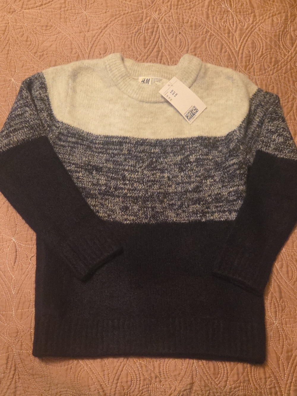 H&M Boys' Colorblock Crewneck Sweater - Cream, Grey, Black